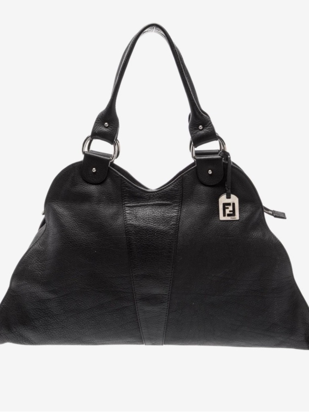 Fendi Black Leather B FOLD Tote Shoulder Bag